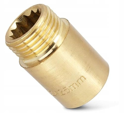 ABAZO - Rückschlagventil, Rohrverbinder, Messing Muffe, Rohrverbindungen, Messingverlängerung, Messingbeschlag, Außengewinde, Innengewinde - Verlängerung 3/4 IG-AG 60mm