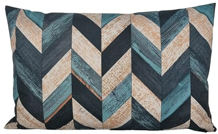 JACK 30x50cm Motiv Outdoor Lounge Kissen Dekokissen inkl. XXL-Füllung Wasserabweisend Sitzkissen Garten Stuhl Lotus Effekt, Farbe:Linear Petrol