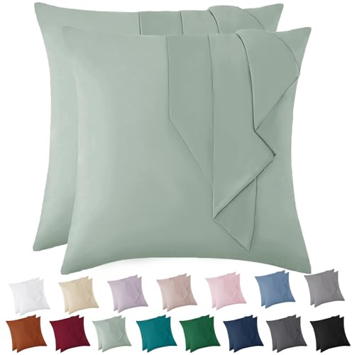 Vielit Kissenbezug 80x80 Sage Grün Weich Deko Kopfkissenbezug 80x80 2er Set Mikrofaser Öko-Zertifikat Resistent Hypoallergen