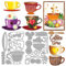 MAYJOYDIY Kaffeetassen Untertassen Metall Stanzformen Löffel Metall Stanzschablonen Blumen Gänseblümchen Prägung Scrapbooking Vorlage Für DIY Scrapbooking Basteln Kartenherstellung Geschenk Dekor