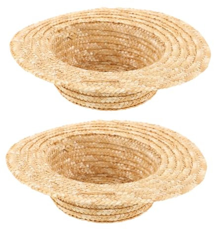 TOYANDONA 2pcs Miniature Straw Hats for DIY Crafts Tiny Round Top Hats for Dollhouse Accessories for Creative Projects and Family