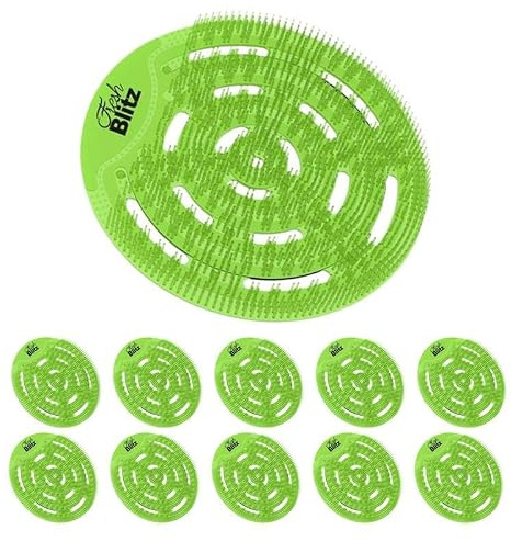 Fresh Blitz - Urinalsieb mit Duft DISC 2.0, Urinaleinlage Einsatz 10 Stück, Pissoirsieb, 30 Tage Frischewirkung, Geruchsschutz für Toiletten, Spritzschutz - Kiwi & Grapefruit