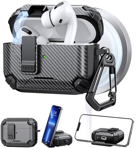 Adhiper Custodia per AirPods Pro 3 (2025), Cover Protettiva per AirPods Pro di 3ª Generazione (USB-C), Compatibile con MagSafe, Custodia Antiurto in TPU + PC con Moschettone, Nero