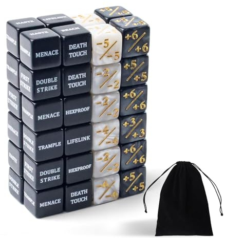 Würfel Zähler, Acryl Token Gezinkte Würfel Set,Schlüsselwörter Zählerwürfel | 48 STK Fähigkeiten Loyalität Cube Würfel MTG Zubehör für MTG TCG-Kartenspiel Tischspiele