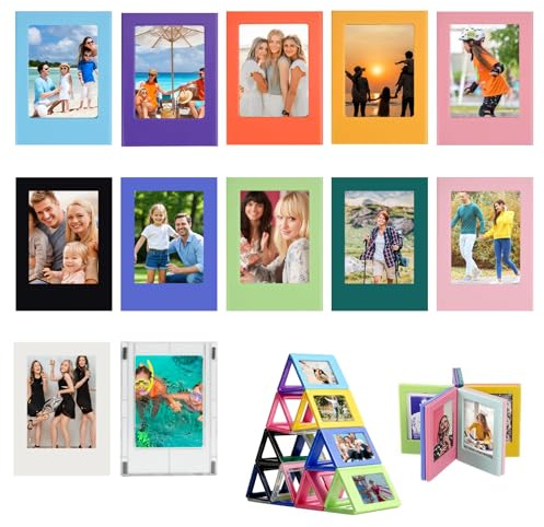 QYRDBGY 12 Stück Mini Magnet Bilderrahmen, 3 Zoll Kleine Magnetische Bilderrahmen Bunt Fotorahmen KüHlschrank Magnetrahmen Picture Frame für DIY Mehrere Fotos (12 Farben)