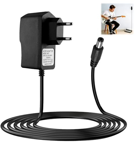 Adaptador de Fuente de Alimentación de Pedal de Guitarra 9V 1A, 2M Cable de Adaptador de Corriente Cargador de Pared para Boss PSA Pedal de Efectos Looper Algunos Teclados Electrónico Accesorio