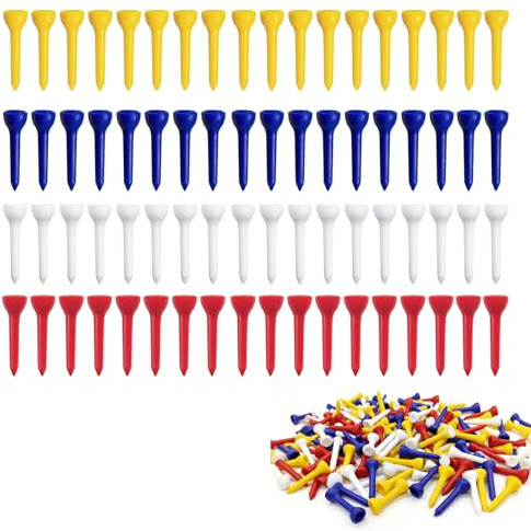 bafeooo 200 Pcs Golf Tees Plastic Set, 36mm Red Golf Tees Plastic, Long Cup Shaped Multicolored Golfs Teess, Small Golfs Teess Suitable for Golfers to Use on Practice Fields And Courses