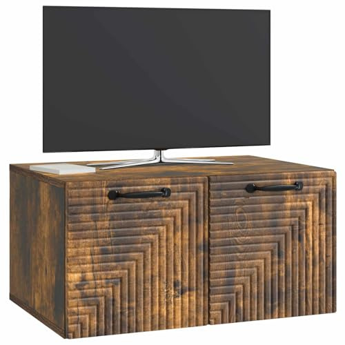 vidaXL Wandmontierter TV-Schrank Geräucherte Eiche 59,5 x 41 x 30 cm, Wohnzimmer, moderner rechteckiger Stauraum, wandmontierte Medienkonsole, platzsparendes Möbel für Dein Zuhause