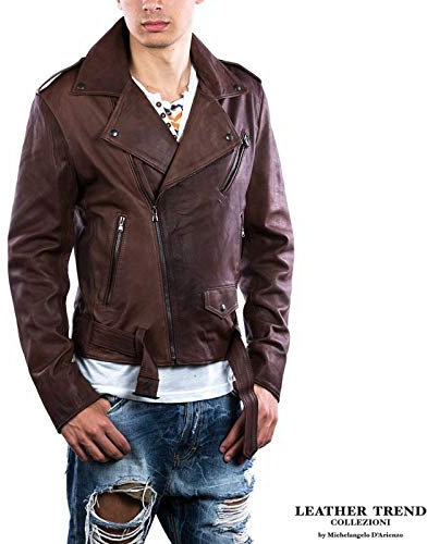 Chiodo Uomo - Giubbotto UOMO in pelle, Testa di moro invecchiato