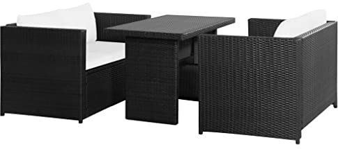 vidaXL Gartensofa 3-TLG. Poly Rattan Gartenmöbel Lounge Sitzgruppe Gartenset