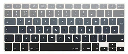 MOSISO EU/UK Keyboard Cover Compatible with MacBook Air 13 inch A1466 A1369 2010-2017&Compatible with MacBook Pro 13/15 inch (with/Without Retina Display, 2015 or Older Version), Mix Ombre Black