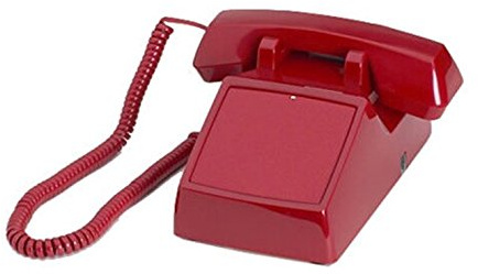 HQTelecom Industrielles Schreibtischtelefon, ohne Zifferblatt mit Klingel, Rot
