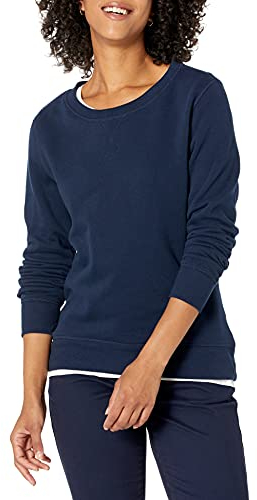 Amazon Essentials Damen Sweatshirt Aus French Terry Fleece Mit Rundhalsausschnitt (In Übergröße Erhältlich), Marineblau, M