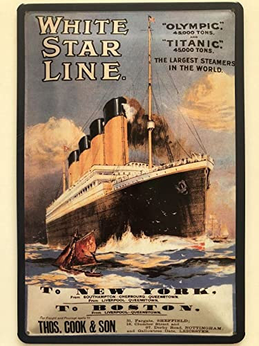 Blechschild 20x30cm gewölbt White Star Line Olympic Titanic Urlaub Deko Geschenk Schild