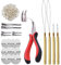 Microring Extensions Set: Microring Zange, Microring Nadel und 200 Stück 5.0mm Microring Nanoringe mit Silikon (blond)