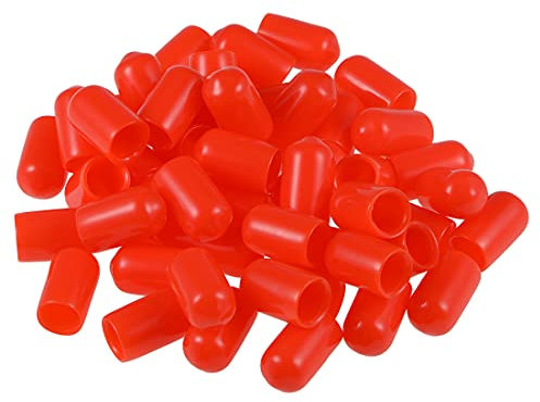 sourcing map 50 Stück Gummi Endkappen 7,5mm Innendurchm. Gummikappen Runde Schutzkappen Gummi Abdeckung Stopfen Möbelgleiter Bolzen Gewindeschutz für Schrauben Rohr Stuhlbeine, Rot