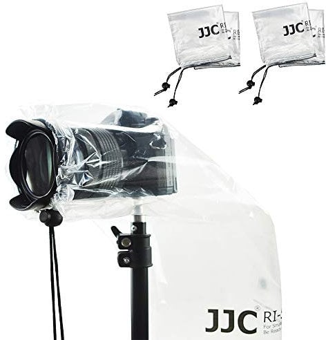 JJC Kamera-Regenschutz für Canon, Nikon, Sony, Kameras mit Objektiv und Blitz bis zu 28 x 17 cm (L x B), transparenter Kamera-Regenschutz, Regenschutz, Regenbekleidung, 4 Stück