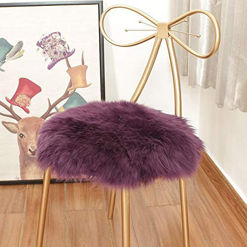 Love Home Runde Wolle Sitzkissen,schaffell Stuhl Abdeckung,Soft Pelz Stuhl Fluffy Sitzbezug Kissen Für Hocker Oder Barhocker-lila 60x60cm(24x24inch)