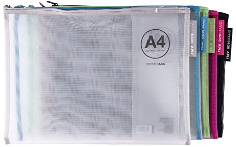 APLI 18027 - Sac nylon - Zipper bag - Porte-tout nylon respirant - A4-355 x 255 mm - Livraison couleur aléatoire