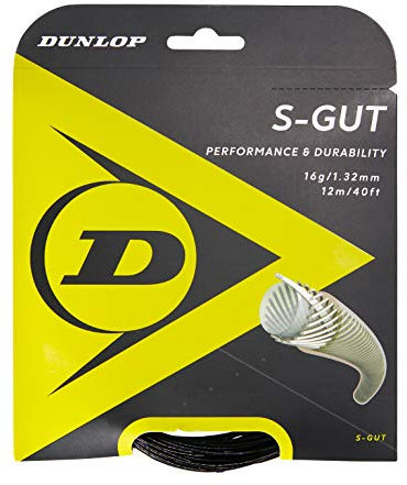 DUNLOP 624837 Corda da Tennis S-Gut Black, 12 m, Set 132 mm, 1 Pezzo