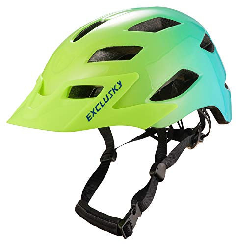 Exclusky Fahrradhelm mit Licht, Leichter MTB Helm Fahrradhelm mit Visier Radhelm Stadthelm Erwachsene Fahrradhelm Herren Damen Einstellbare (56-61CM)