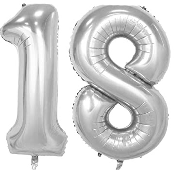 XL Folienballon Zahl 80 cm in Silber - für Luftbefüllung - für Geburtstag Hochzeit Party uvm - Ballon im Zahlen-Design Jubiläum Geschenk Luftballon Zahlenballon riesen 18 Nummer Deko (Zahl 18)