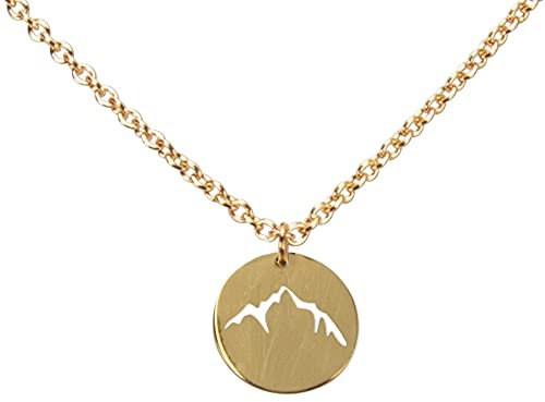 DAHEIM Halskette Berge - filigrane Mountain & Gipfel Kette für Damen und Frauen, Heimat-Schmuck Gebirge und Wandern aus Edelstahl (vergoldet) DHK281