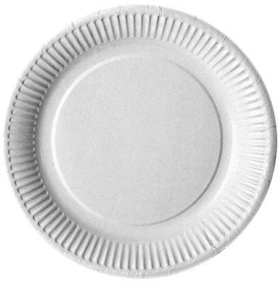 Platos de cartón desechables | Blanco | Biogradable | Diámetro 23 cm | Lote de 500 unidades