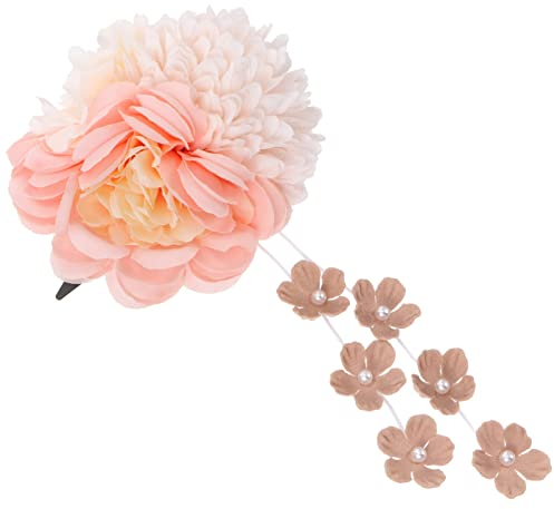 FRCOLOR Blume Haarspangen mit Quaste Japanische Kinomo Haarklammer Haarclip Haarschmuck Rosen Perle Haarnadeln für Mädchen Frauen Party Strand Hochzeit Chinesisch Hanfu Kostüm Cosplay (Rosa)