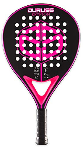 Pala de Padel Krypton Pink. Alta Tecnologia. Medio y Avanzado. Idea Regalo. Fibra de Vidrio. Nucleo PowerSoft EVA. Diseño Exclusivo. 360-375 Gramos