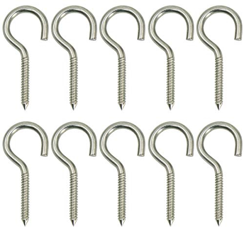 DRENKY 10 Stück Cup Schraubhaken Deckenhaken M4 X 50 Schraubhaken Klein Ringschraube Hakenschraube Schraubhaken Edelstahl Mit Holzgewinde Gemacht Aus Edelstahl A2 (AISI 304) Für DIY-Projekt
