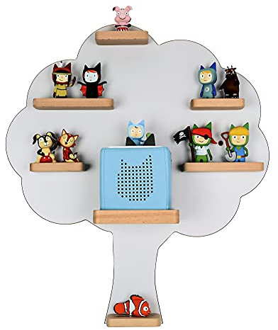 MR TEDDY BEAR Kinderregal Baum | Holzregal für die Toniebox und Tonies | Tonie-Regal hergestellt in der EU | Wandregal zum Spielen und Sammeln | Für Mädchen und Jungen | Grau