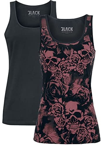 Black Premium by EMP Damen Schwarze Basic Tops im Doppelpack