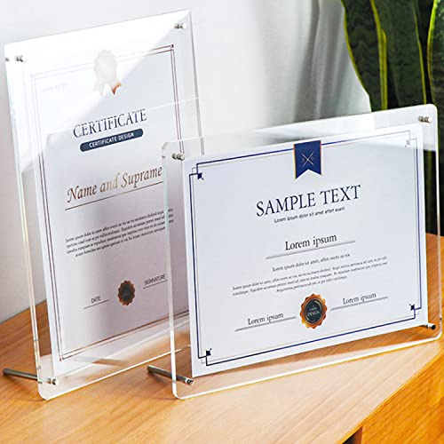 Halyuhn 8.5 x 11 Acrylic Picture Frame 2Pack, Clear Certificate Frames