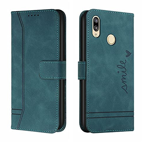 QIWEIQING Kompatibel mit Huawei Y6 2019 Hülle Leder, Klapphülle HandyHüllen Handytasche Case für Huawei Y6S, Flip Schutzhülle Flip Case für Huawei Y6 2019 / Y6S / Honor 8A Green HX