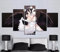 MPPSU Sexy Anime-Mädchen Mit Schwarzen Flügeln Wanddekoration Wohnzimmer Leinwandbild Jugendzimmer Poster Set Modern 5 Teiliges Wandbild Bedroom Decor XXL Bilder Mit Rahmen 100 * 50cm