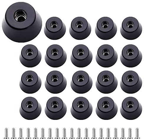 SHULLIN 20 PCS Furniture Nail Anti-Slip Furniture Pads Round Rubber Feet Bumper Furniture Table Printer Speaker Leg Pads with Stainless Washer and Screws for Wood Floor Protect (20 * 16 * 10mm)