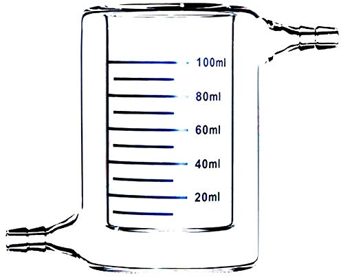 HMTE Vaso de precipitados de Vidrio con Camisa de 100 ml Vidrio de borosilicato 3.3 Matraz de reacción con Chaqueta Cristalería química de Laboratorio (Size : 100ml) (100ml)