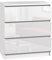 roe furniture Kommode mit 3 Schubladen - Modern Schubladenschrank - Komodenschrank - Schubladenkommode 70 cm Breit - Weiß Hochglanz