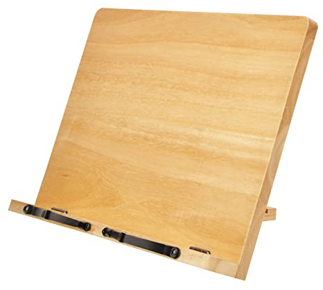 Spiretro Kochbuchständer aus Holz, verstellbarer Buchhalter in 5 Winkeln, Rezeptbuchständer mit Clips, tragbares Lehrbuch, iPad, Tablet-Staffelei für Küchenmusik, Beige – 34 x 24 cm