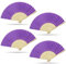 Grantop 4 Pcs Black Folding Hand Fan, Silk Fabric Bamboo Ribs Handheld Fan, Folding Chinese Fan for Wedding Christmas Party Prom Festival DIY Home Decorations (Purple)