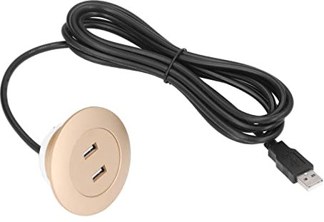 Enchufe de Puerto de Carga USB Doble para Sofá, Concentrador de Alimentación de Instalación Empotrada, Material ABS, Longitud de Cable de 2,5 M/8,2 Pies, Apto para Uso Doméstico y de Oficina(Oro)