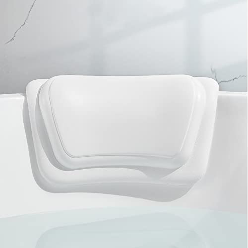 Lonkenn Badewannenkissen, Ergonomisches Badekissen, Stylisch PU-Badekissen mit Saugnäpfen, wasserdichte Badewannen Kissen, Hochwertiges Rutschfesten Badekissen, Bad Zubehör, für Badewanne, Spa-Weiß