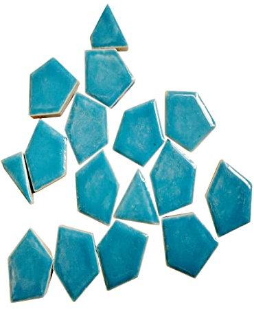 Light Blue Ceramic Tiles Mosaic Tiles for Crafts, Colorful Large Sizes Shape Mosaic Art Making Supplies for Bathroom Flower Pot Outdoor Tables Coasters - 200g