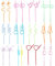 24 Pcs Pailles Réutilisables pour Enfants 12 Formes Pailles Nouées Pailles Bouclées Pailles Cocktail Pailles Fêtes D'anniversaire Enfants pour Jus De Lait Cocktails Décorations Faveurs De Fête
