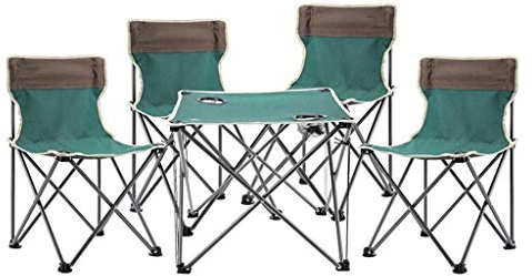 FBITE Klapptisch Outdoor-Klapptisch und Stuhl-Outdoor-Picknicktisch, klappbarer Campingtisch mit 4 Stühlen (D)