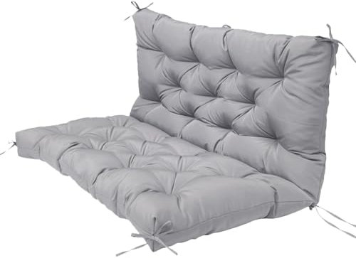 Yuly Bankkissen, wasserdichtes Sitzkissen mit Rückenlehne, 2- oder 3-Sitzer-Schaukelstuhlpolster, Ersatz-Sitzmatte für Außen- und Innenbereich, Terrasse, Hängematte, Möbel, Liegestühle (hellgrau)