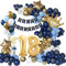 18 Geburtstag Deko Junge, Geburtstagsdeko 18 Mädchen, Marineblaues Gold Luftballon,Happy Birthday Banner, Deko 18. Geburtstag Ballon für Frauen Mann 18 Dekorationen