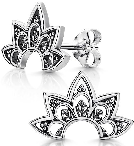 MATERIA by Matthias Wagner Ohrstecker Silber 925 Mandala Blume - Boho Ohrringe Damen SO-301