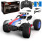 Kizeefun 2.4Ghz 1/20 RC Car Off-Road Vehicle 20km/h, 2 Batteries, 50min Playtime, LED Headlight, Blue and White, Boys 4+